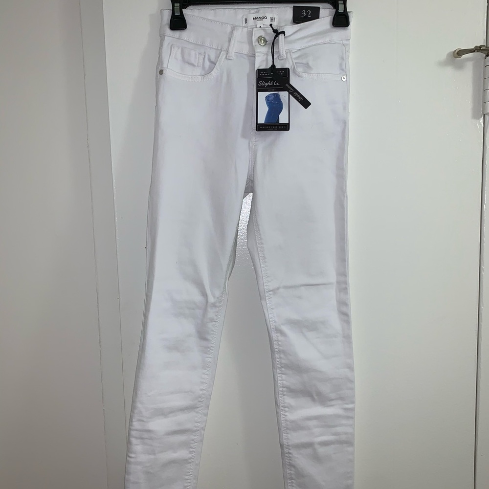 NWT Mango high waisted skinny jeans white